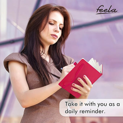 feela 24 Pack Journal Notebook for Work, Business Notebook Bulk Hardcover Lined Writing Journal with Pen Holder for Men Women Note Taking, with 24 Black Pens, 120 GSM, 5.1”x8.3”, A5, Berry