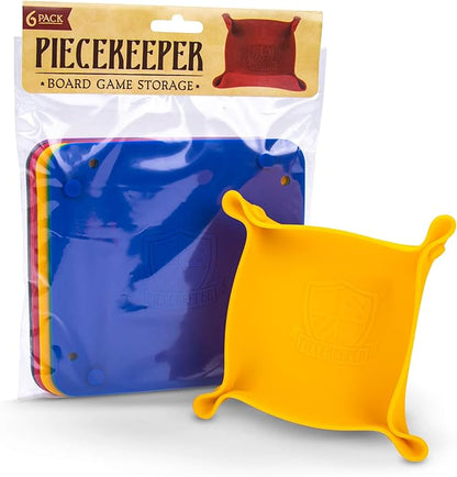 Piecekeeper Board Game Storage Bowls, 6-Pack | Portable Folding Tray Accessory Holds Tabletop Bits, Chits, Components, Pieces, Dice | Six Color Set | Classic & Modern Gaming, RPG Roleplaying