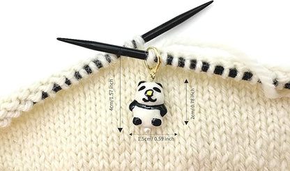 Knitting and Crochet Stitch Markers 4 PCS in One Case, 2 Pink Shoes Closed Rings& 2 Panda Openable Markers