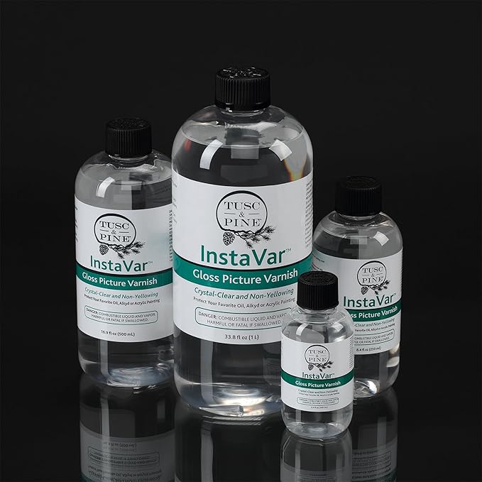Tusc & Pine InstaVar™ Gloss Picture Varnish - Archival Quality Varnish for Oil, Alkyd, and Acrylic Artists - 16.9oz Bottle - 2 Pack