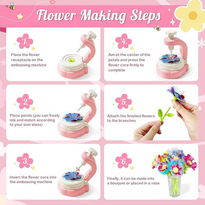 Glotrove Fabric Flower Bouquets Toys, Arts and Crafts for Kids Ages 6-8 8-12 Girls, DIY Craft Kits Gifts for Girls Birthday, Educational Toys for Building Your Flower Bouquet