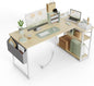 TIQLAB L-Shaped Computer Desk with Power Outlets - Reversible Shelves, 47 Inch Gaming & Study Desk in Beige
