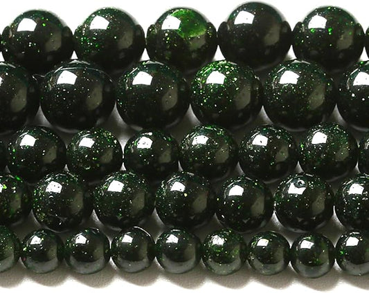 10MM 72pcs Natural Green Sandstone Energy Healing Beads Round Loose Beads for Jewelry Making Bracelet 2 Strands 32"
