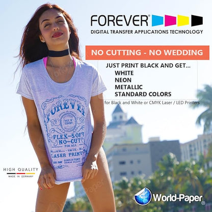 Heat Transfer Vinyl 8.5 x 11 Forever Flex Soft no Cut Laser Heat Transfer Paper 5 Sheets Pack (Black)