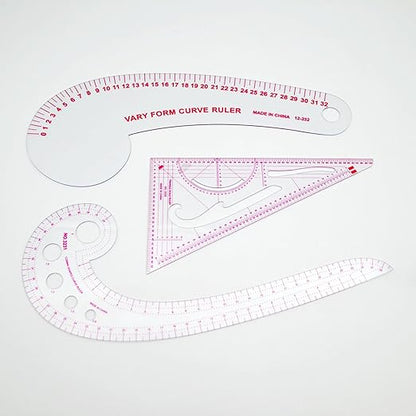 Fashion Clear Metric Sewing Ruler Set,French Curve Pattern Rulers for Beginners, Tailors, Designers, Quilting, Embroidery, Cross Stitch, Crochet, Knitting 9pcs