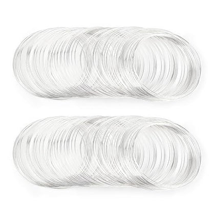200 Loops Memory Steel Wire for Jewelry Making Supplies, 0.6mm Bangle Bracelet Wire Memory Beading Wire for Art Creation Necklace DIY Crafts Making (Silver)