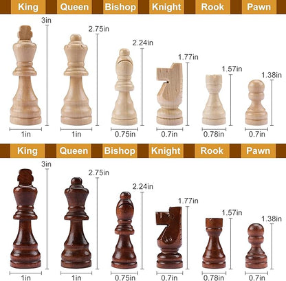 Gothink Magnetic Wooden Chess Board Set with Manual for Adults Kids 15 Inch Chess Puzzle with 32 Wood Handmade Pieces Folding Portable Travel Unique Chess Game for Tournament Professional Beginner