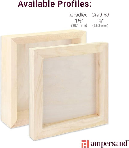Ampersand Art Supply Unprimed Basswood Artist Panel, 1-1/2" Cradled Profile, 12"x16"