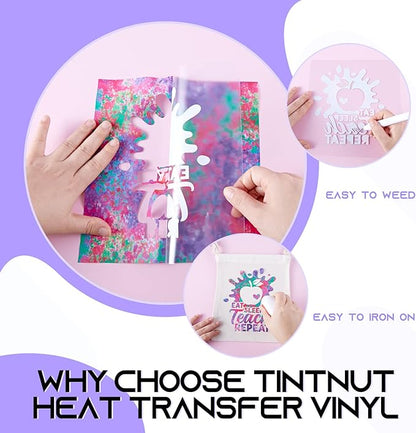 Tintnut Splash Heat Transfer Vinyl Roll - 12 Inch x 5ft Purple Watercolor Ink Patterned HTV Splatter Iron On Vinyl DIY T-Shirts Hats Clothes Canvas Bags