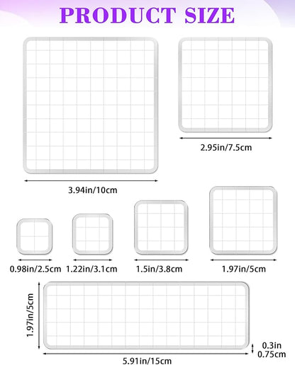 7 Pieces FIVEIZERO Acrylic Stamp Block, Assorted Sizes Clear Stamping Blocks Tools with Grid Lines for Scrapbooking Crafts Card Making and Decorative DIY Essential Stamping Tool(Straight Edge)