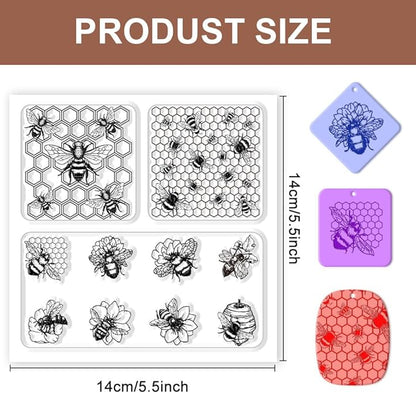 CHGCRAFT Polymer Clay Texture Sheets Bee Pattern Polymer Clay Texture Mat Insect Silicone Mat Silicone Molding Pattern Sheets for Pottery Earrings Jewelry Making