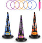 Halloween Ring Toss Game Set, 5Pcs Inflatable Witch Hats with 10Pcs Colorful Plastic Rings and Air Pump for Halloween Party Games Super Fun Indoor Outdoor Party Supplies