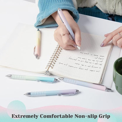 Gel Pens Fine Point 0.7mm Black Ink Gel Pen Retractable Cute Pens for Smooth Writing School Office Supplies, Pack of 12