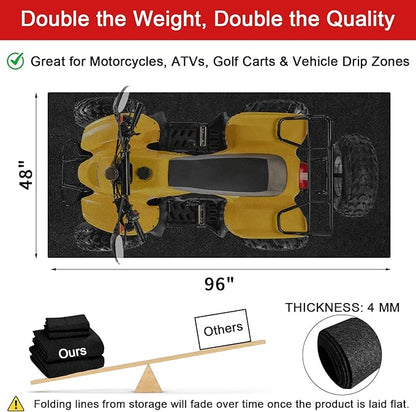 Golener Oil Spill Mat - Garage Floor Mat, Absorbent Oil Pad, Premium Maintenance Mat, Waterproof, Contain Liquid, Protect Garage Surface from Spill & Stain, Reusable, Washable, Durable, Black, 48”x96”