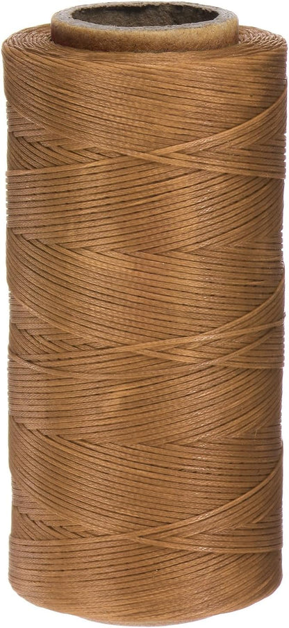 uxcell Leather Sewing Waxed Thread, 284 Yards / 260m 0.8mm 150D Flat Polyester All-Purpose Threads for Leather Crafts, Bookbinding, Golden Brown