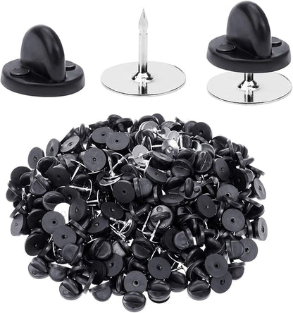 400pcs PVC Rubber Pin Backs Butterfly Clutch Pin Tie Tacks Blank for Uniform Badges Backing Holder Clasp Lapel Enamel (200 Sets)