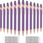 12 PCS 2 in 1 Stylus Ballpoint Pen with Stylus Tip, 1.0 mm Black Ink Metal Pen Stylus Pen for Touch Screens (Light Purple)
