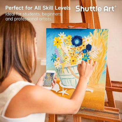 Shuttle Art Painting Canvas Panels, 36 Pack, 5x7, 8x10in (18 of Each), 100% Cotton, Primed White Canvas Boards for Painting, Blank Canvases for Kids, Adults & Artists for Acrylic and Oil Painting