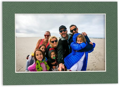 8x10 Mat Bevel Cut for 5x8 Photos - Acid Free Hunter Green Precut Matboard with Backing Board and Crystal Clear, Self Seal Photo Mat Bag - for Pictures, Photos, Framing - 4-ply Thickness