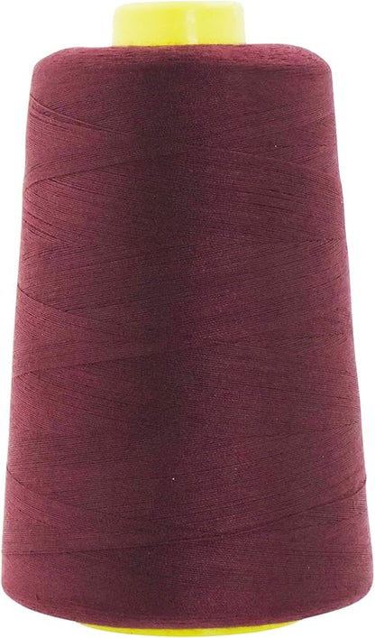 Mandala Crafts 4 Pack of Serger Threads Cones Spools - 20S/2 24000 Yards Polyester Burgundy Threads for Sergers Machine and Overlock Quilting Sewing Machine
