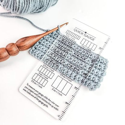 Quick Gauge Ruler, Gauge Ruler for Knitting and Crochet, Scarf Keychain Knitting No Counting Needed, Slide Sewing Rulers and Guides for Fabric Stitch Measuring Crochet Tool(2pcs)