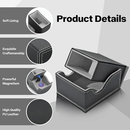 Dice Roller Tower, Premium DND Magnetic Dice Tray, Foldable PU Leather Dice Tower RPG Gifts for Dungeons and Dragons MTG Dm & Player Black/Grey