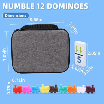 Travel Protable Mexican Train Dominoes Set Numbers Double 12 Dominoes Set with 91 Colored Tiles Number Domino Set for Kids, Adults Family Board Team Games