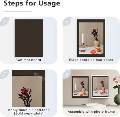 Golden State Art, 9x12 Uncut Photo Mat Matboard - Black Uncut Mats for DIY Projects, Presentation Boards, Art Crafts, Prints (50 Pack)