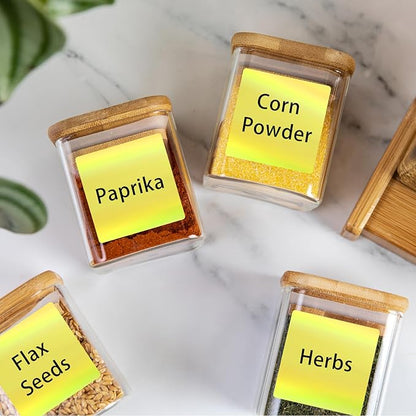 Square Thermal Labels Stickers 2" x 2", Holographic Thermal Stickers Labels, Self-Adhesive Glitter Direct Thermal Label for Small Business, DIY Design- Holographic Yellow