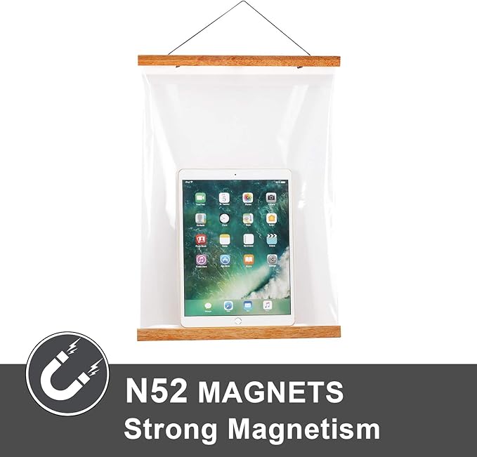 WITCOLOR Magnetic Poster Hanger, 17x11 17x24 17x17 Poster Frame Wood Wooden Magnet Print Posters Dowel Scroll Hanger Hangers Hanging Kit for Walls Map Canvas Artwork (Teak Wood, 17", 1 Pack)
