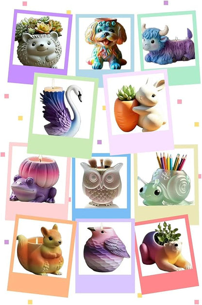 Animal Resin Molds Silicone 3D Cute Frog Epoxy Resin Plaster Candle Holder Wax Molds for Candle Making, Art Crafts DIY Unique Display Home Decor