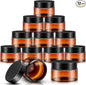 SATINIOR 12 Pack 10 oz Plastic Container Jars with Lids Round Clear Travel Cosmetic Container Slime Jars for Toiletries, Lotion, Cream, Ointments, Makeup, Rhinestone, Samples, Kitchen Storage(Amber)