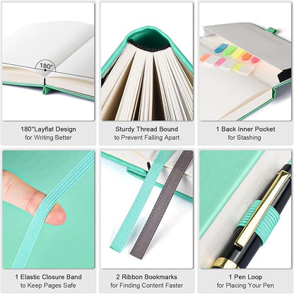 5 Pack Graph Paper Notebook, 312 Numbered Pages Graph Notebook Bulk, 100gsm No Bleed Grid Paper Notebooks for Work, Hardcover Leather Journal, Squared Grid Notebook for Graphing Notes Math, Multicolor