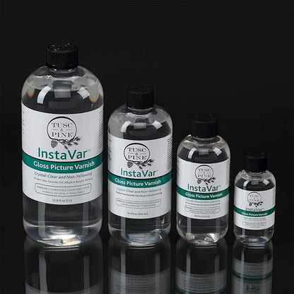 Tusc & Pine InstaVar™ Gloss Picture Varnish - Archival Quality Varnish for Oil, Alkyd, and Acrylic Artists - 3.4oz Bottle - 2 Pack