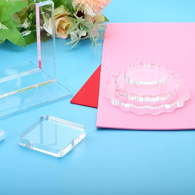 PATIKIL Acrylic Stamp Block, 1 Pack Clear Stamping Block with Grid Line Decorative Mounting Blocks Set Rectangle for Scrapbooking DIY Crafts Card Making