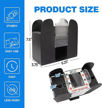 GSE Games & Sports Expert 6-Deck Automatic Card Shuffler, AC/DC-Power & Battery-Operated Electric Shuffler Machines for Playing Cards, Blackjack, Texas Hold'em, Canasta, Bridge, Rummy, UNO