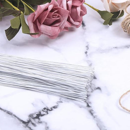 CCINEE 22 Gauge White Floral Wire Stem for Flower Arrangement Craft Supply,16 Inch,150PCS