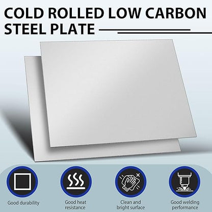 2 Pcs 16 Gauge Metal Steel Sheet 12 x 9 in Mild Cold Rolled Plate 0.06 in (1.5mm) Thick Weldable Carbon Square Metal Panels for Outside Industrial DIY Use Projects Weld Accessories