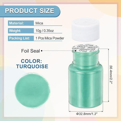 uxcell 10g/0.35oz Cosmetic Grade Mica Powder, 600 Mesh Mica Powder Natural Resin Epoxy Pigment Powders for Casting Resin, Candle Dye, DIY Nail Polish and Lip Gloss, Turquoise
