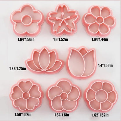 Flower Cookie Cutters Set, 3D Pressable Cookie Cutters Small Flower Biscuit Cutters Cake Baking Fondant Embosser Stamps Birthday Party DIY Cake Decorating Tools (flower)