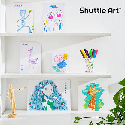 Shuttle Art 384 Pack Washable Super Tips Markers, 16 Assorted Colors Conical Tip Large Markers Bulk with a Box, Bonus Caps, Home Classroom School Supplies for Toddlers Kids Adults Students Teachers