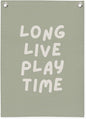 Playroom Decor,Long Live Playtime Wall Hanging Linen Banner,Sage Green Striped Wall Flag for Kids Room Nursery Playroom Decor,18x25 Inch