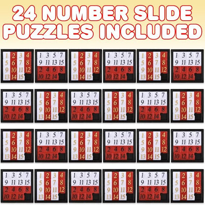 Gamie Slide Puzzles for Kids – Set of 24 Pocket-Sized Hand Puzzle Games, Educational Number Slide Puzzles, Great Party Favors, Goodie Bag Stuffers, Teacher Rewards, and Learning Toys