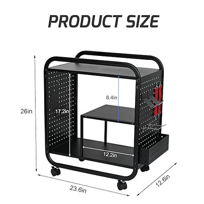 PLKOW Video Game Organizer, Rolling Video Game Storage Rack for Xbox/Switch/PS4/PS5 Accessories, Game Consoles Stand Controllers Holder, Perfect Holiday Present (Black)