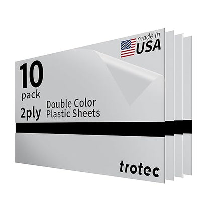 Trotec TroLase Lights | 24"x12"x1/250"(0.1mm thick) | Adhesive-Backed Flexible Laser Engraving Sheet/Film for Decal & Label | Double Color Plastic Sheet for Engraving | Smooth Silver/Black | 10pcs