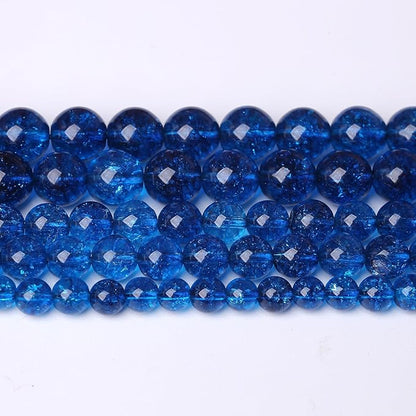 36pcs 10mm Natural Blue Crystal Crackle Quartz Stone Round Loose Beads for Jewelry Making DIY Bracelets Necklaces Energy Healing Stone Beads 15" (10mm, Blue Crackle Quartz)