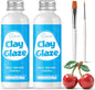 CALPALMY (2-Pack) 100ml Gloss Glaze Varnish Kit for Air Dry Clay Sealer, Waterproof, Gloss Finish - Prevent Cracking and Scratches for Clay, Pottery, Ceramics, Acrylic Paint