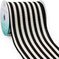 CT CRAFT LLC Striped Canvas Cotton Ribbon 4" x 10 Yards Ivory/Black Stripes for Thanksgiving Christmas Home Décor Gift Wrapping Outdoor Tree Topper Bow Wreath