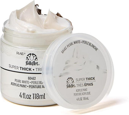 FolkArt Super Thick Acrylic Paint with a Textured Finish, Pearl White, 4 oz