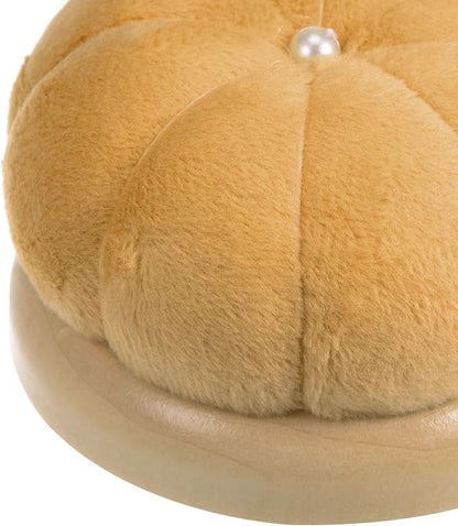 HARFINGTON Wooden Base Needle Pincushions Japanese Style Pin Cushions Round Pin Cushion Needle Holder for Sewing Quilting Needlework DIY Crafts, Khaki